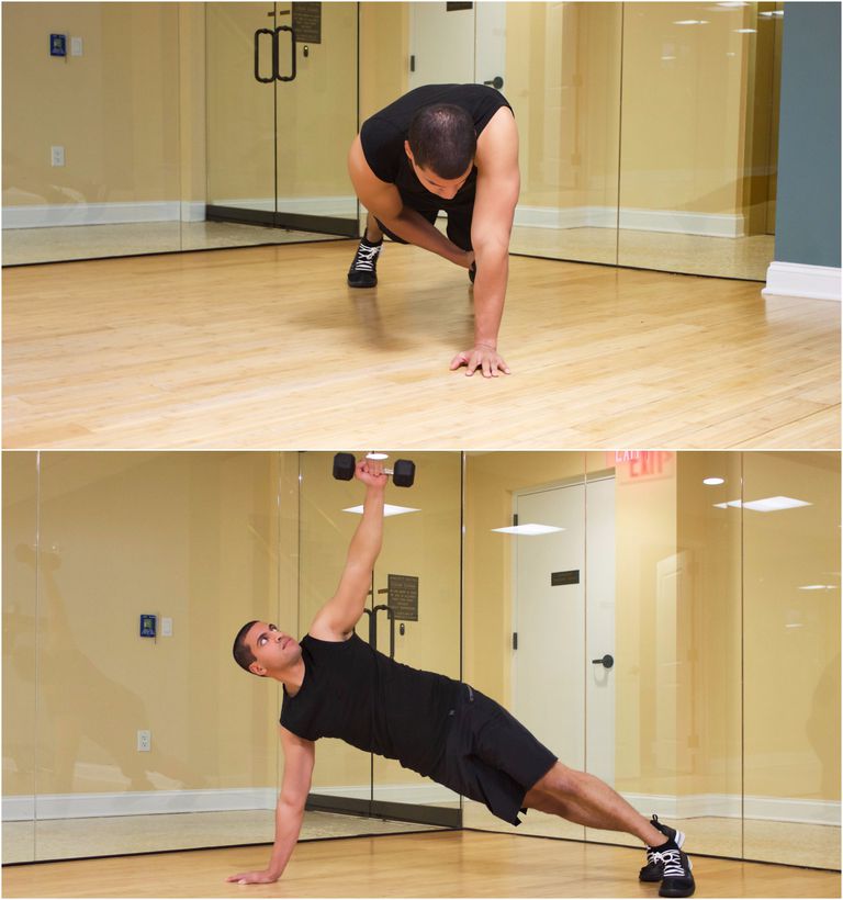 Dumbbell Side Plank with Rotation